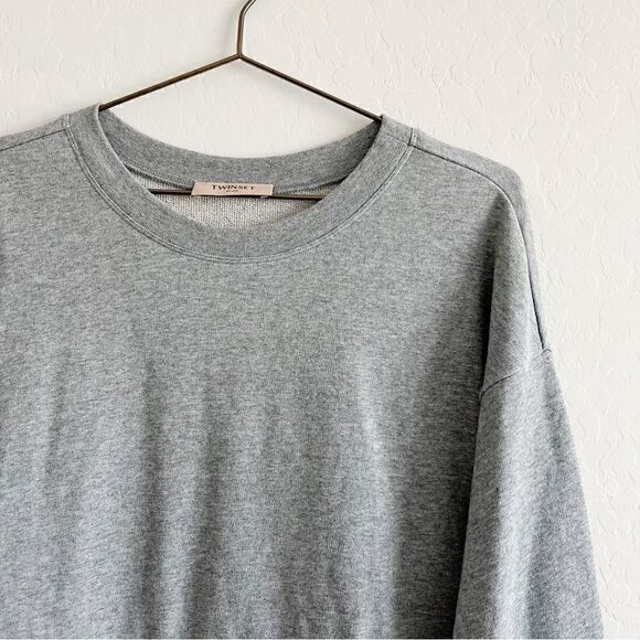 NEW Twinset Poplin Terry Knit Button Up Sweatshirt Dress Sz 44 EU / 14 US - Picture 8 of 15